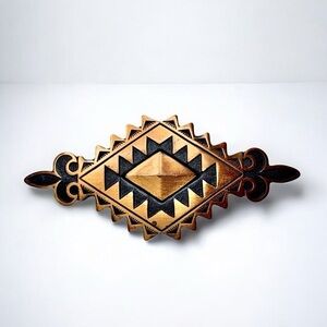 Vintage Geometric Copper Brooch Pin Diamond And Fluer De Lis
